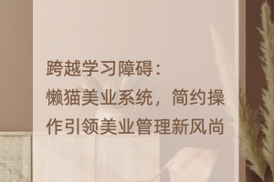 跨越学习障碍：懒猫美业系统，简约操作引领美业管理新风尚